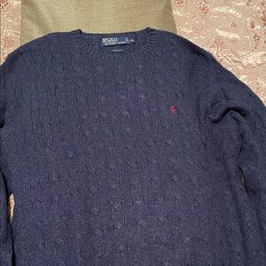 Polo by Ralph Lauren Navy Cable Knit Crewneck Sweater
